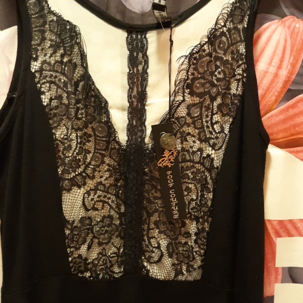 POOF COUTURE black and cream high low dress